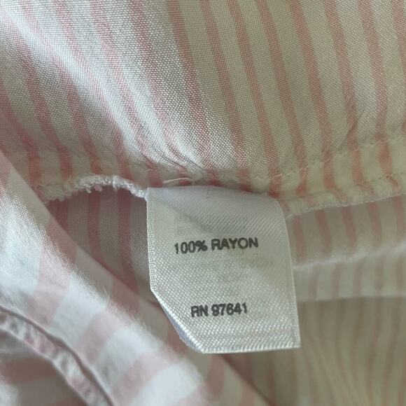 J Jill Women Tunic Top L‎ Pink Striped Button Up Rayon Coastal Preppy Beachy - Picture 13 of 15